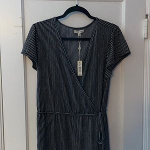 NWT striped deep v full length romper/ jumpsuit